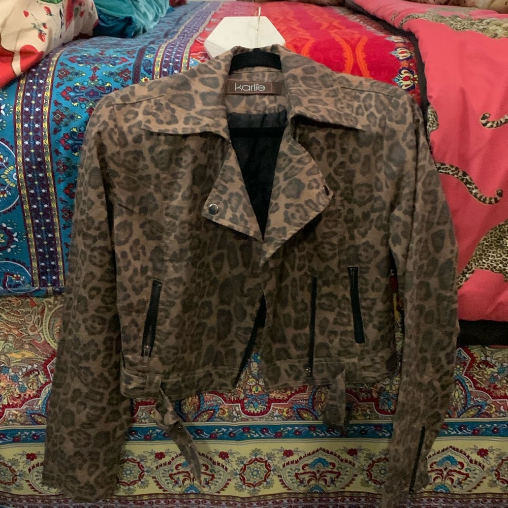 Leopard Print Moto Jacket Medium